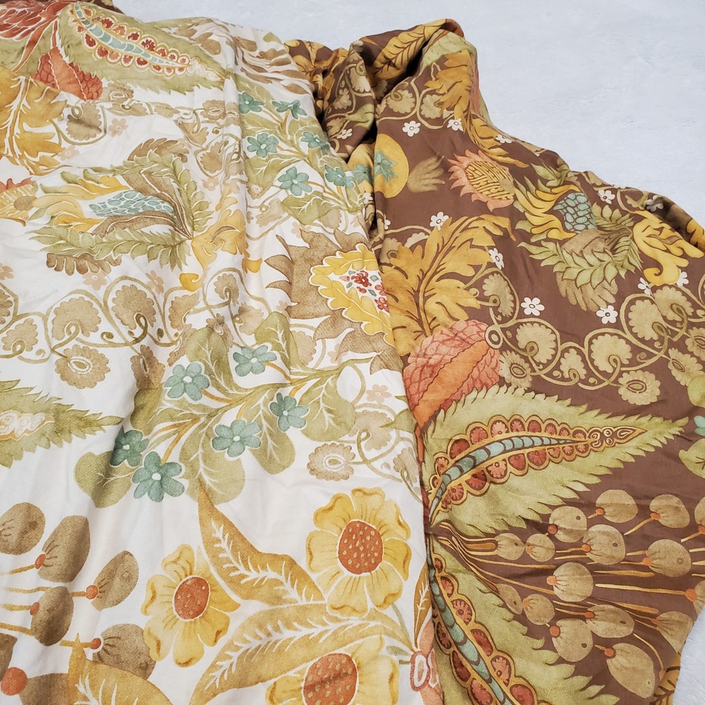 Pottery Barn Brown Cream Cassandra Paisley Floral Bohemian Full Queen Duvet Sham